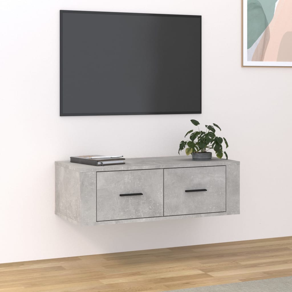 vidaXL Hanging TV Cabinet Concrete Grey 80x36x25 cm Engineered Wood