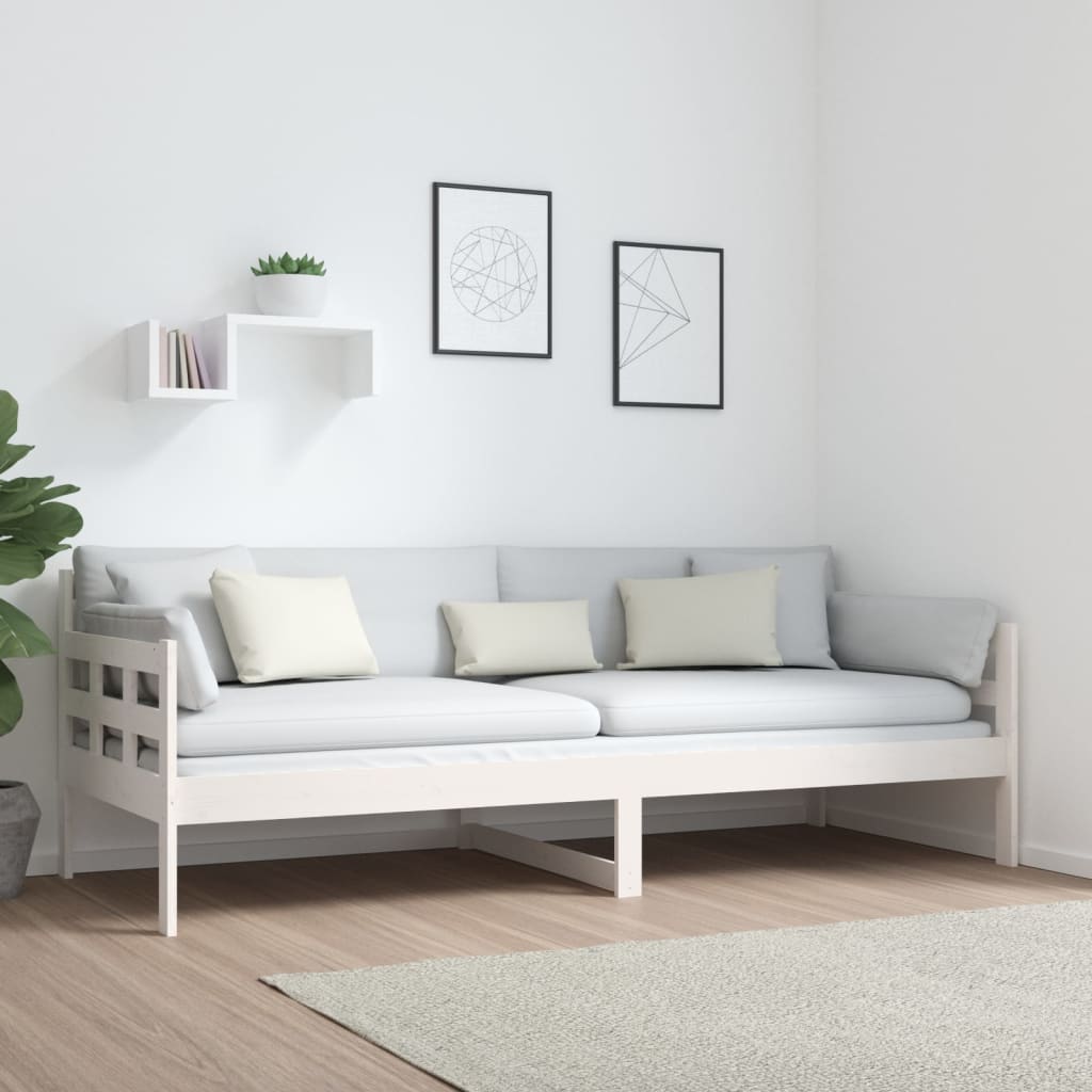 vidaXL Day Bed without Mattress White Solid Wood Pine 80x200 cm