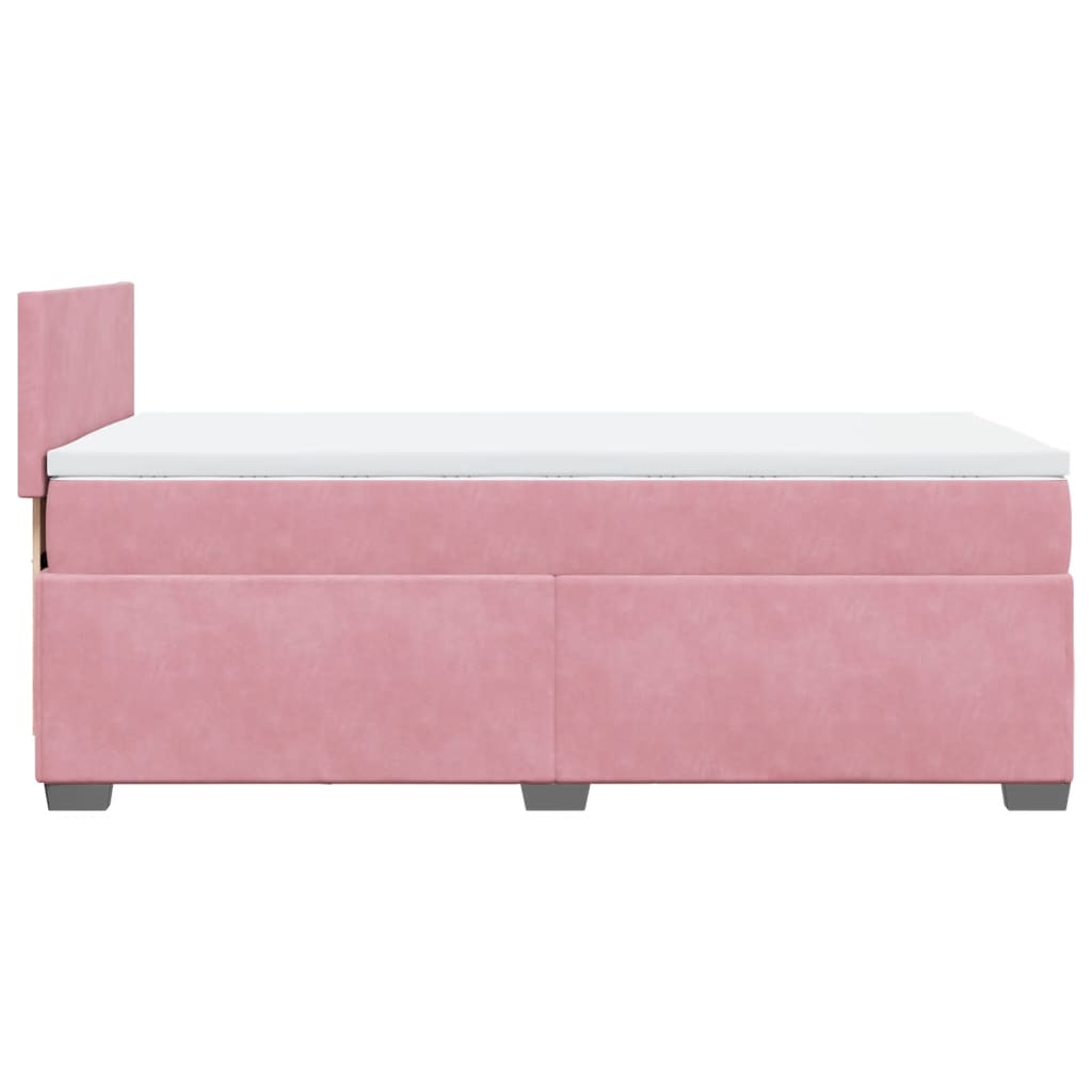 vidaXL Box Spring Bed with Mattress Pink 100x200 cm Velvet