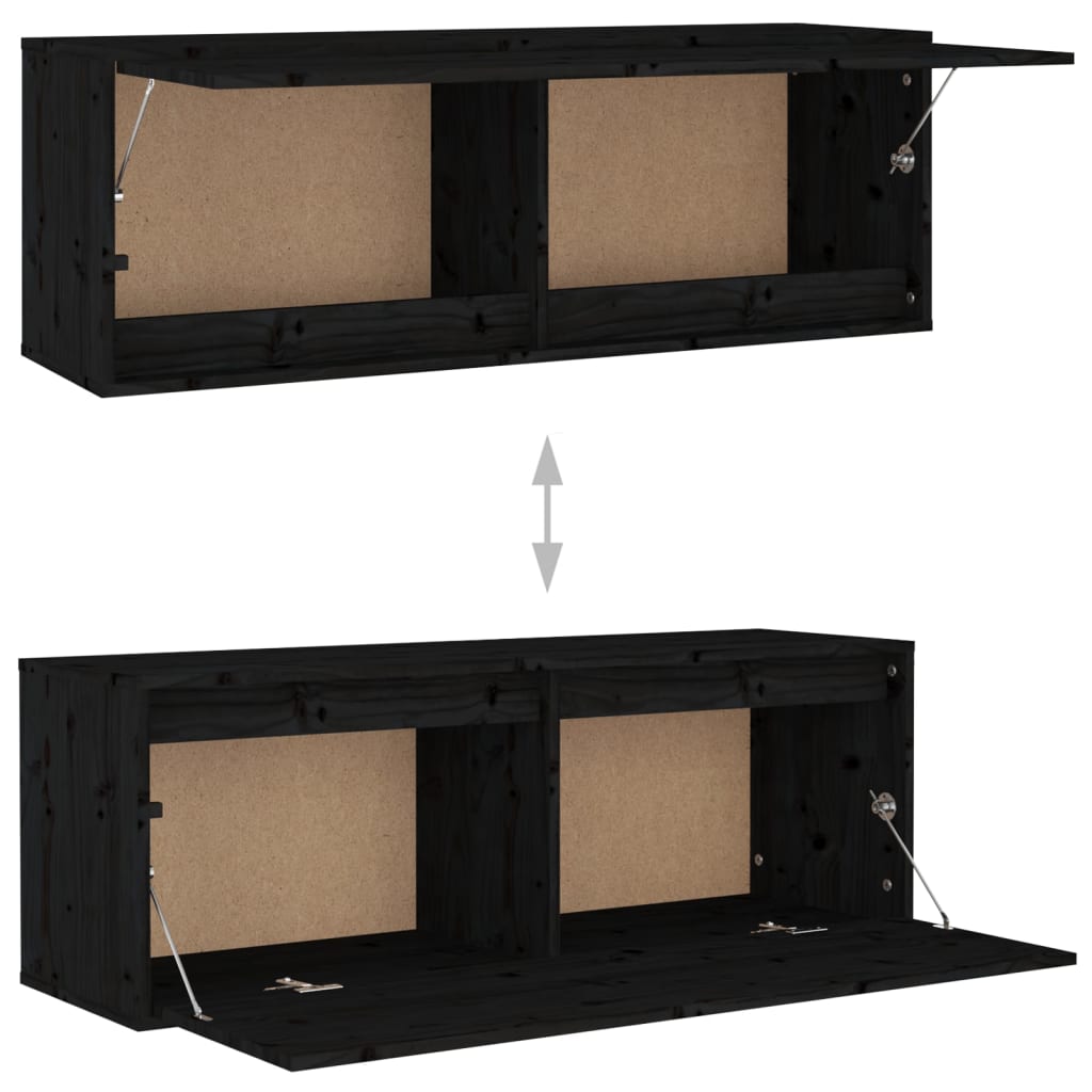 vidaXL TV Cabinets 2 pcs Black Solid Wood Pine