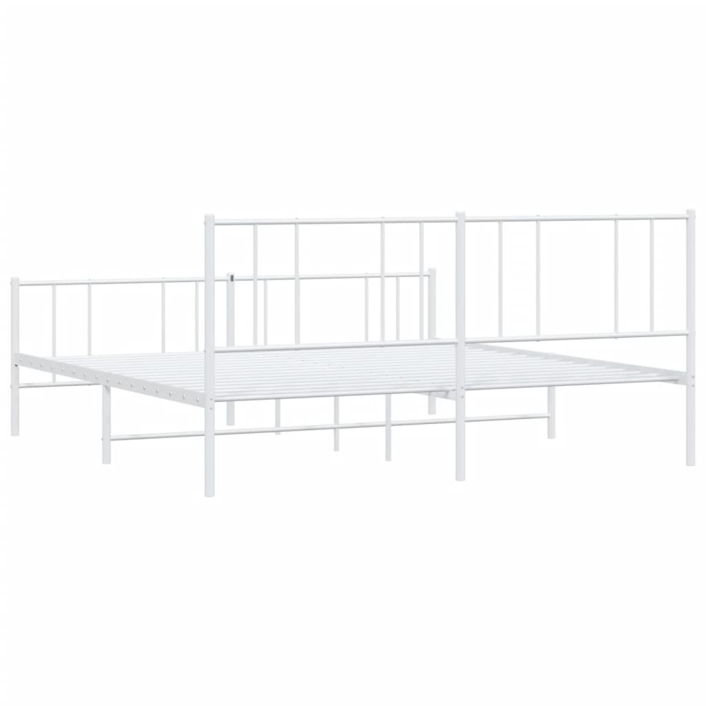 vidaXL Metal Bed Frame without Mattress with Footboard White 193x203 cm