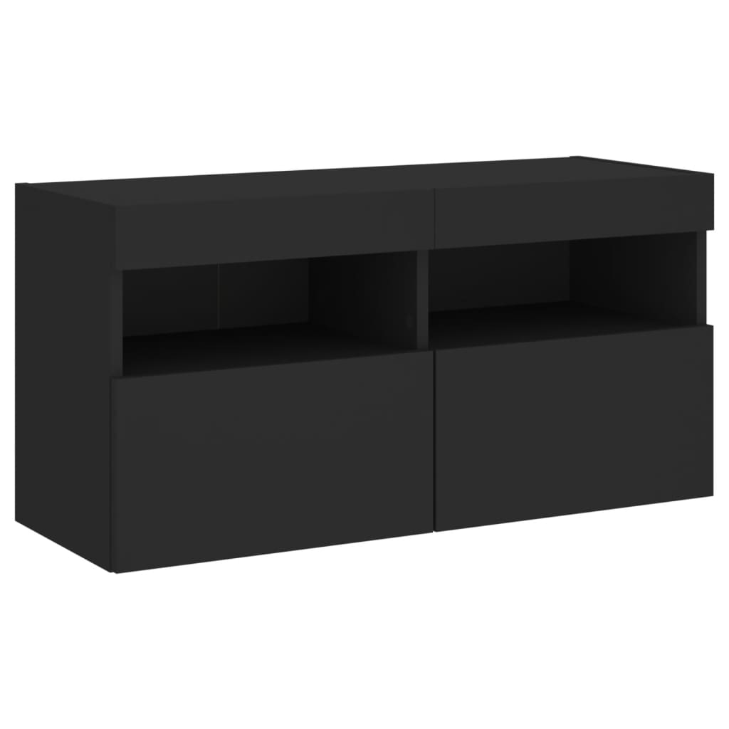 vidaXL 5 Piece TV Wall Units with LED Black Engineered Wood