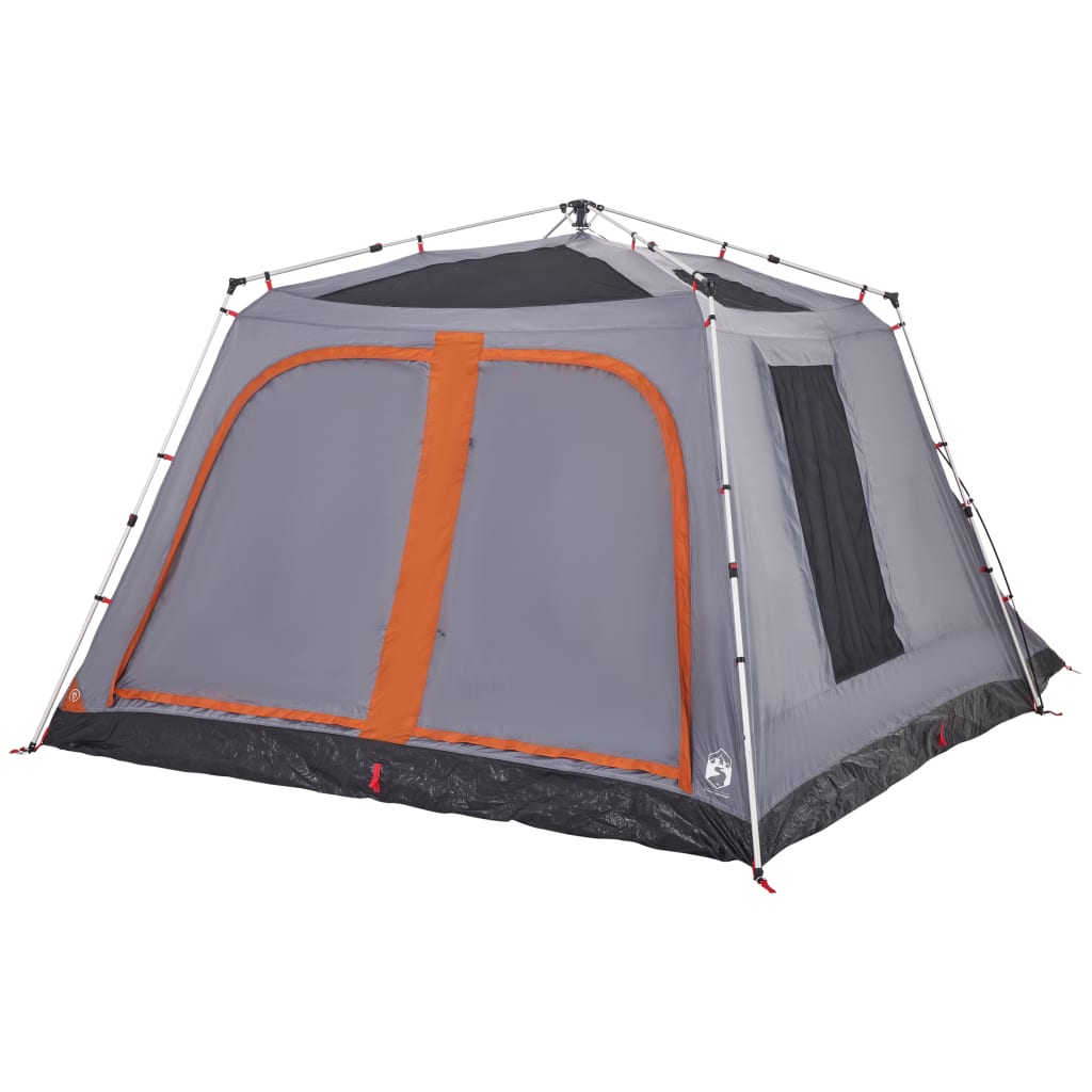 vidaXL Family Tent with Porch 9-Person Grey and Orange Quick Release