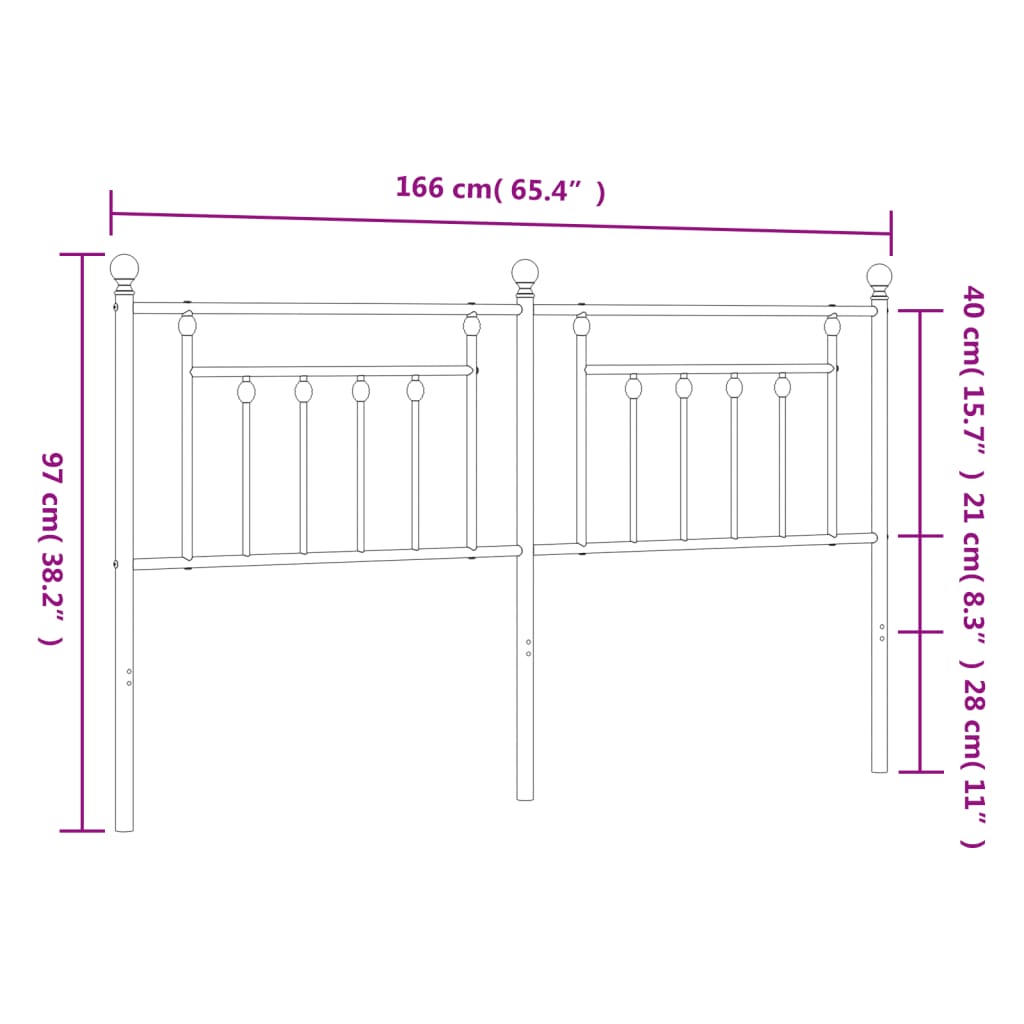 vidaXL Metal Headboard White 160 cm