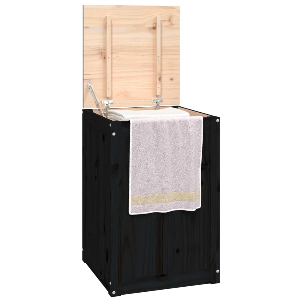 vidaXL Laundry Box Black 44x44x66 cm Solid Wood Pine