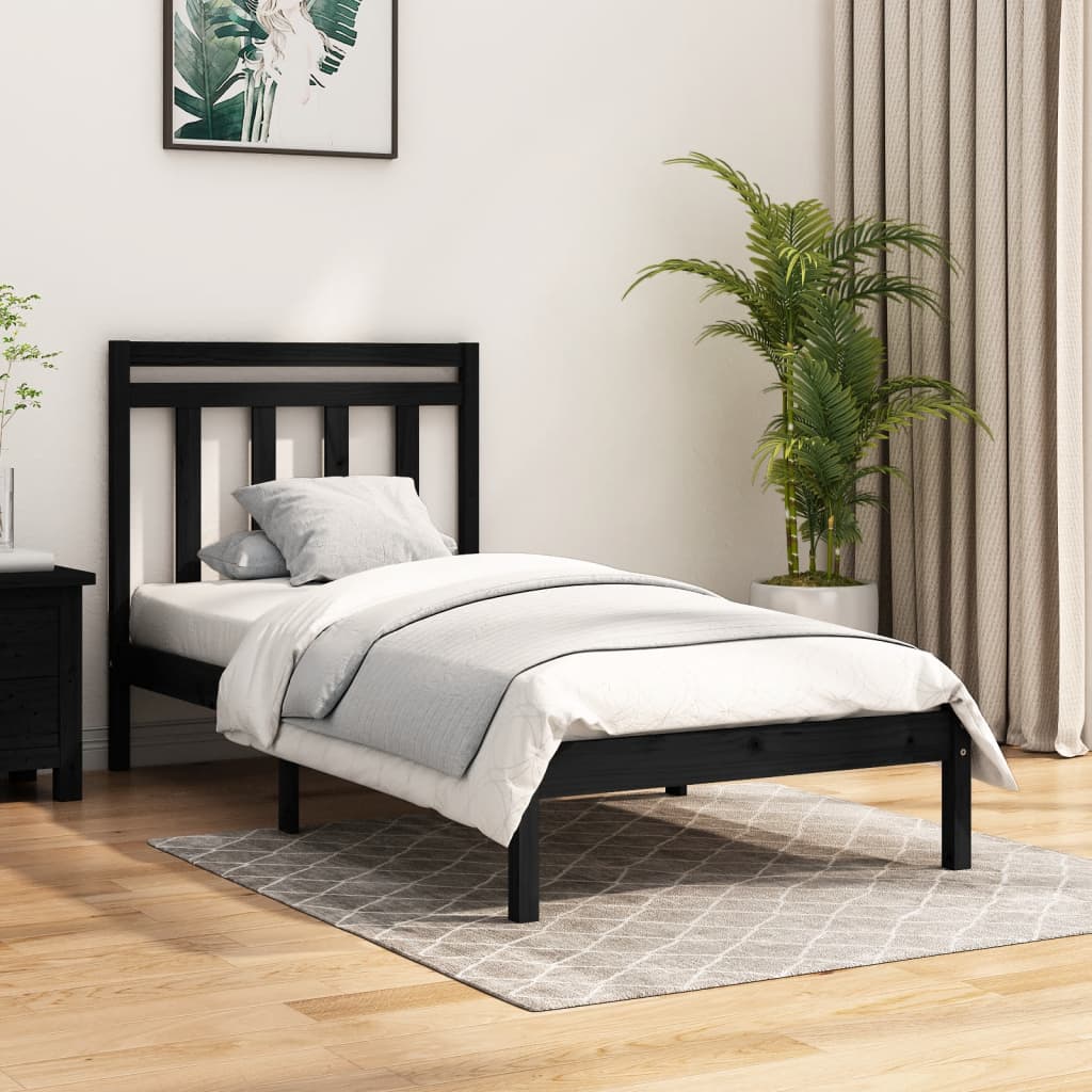 vidaXL Bed Frame without Mattress Black 100x200 cm Solid Wood