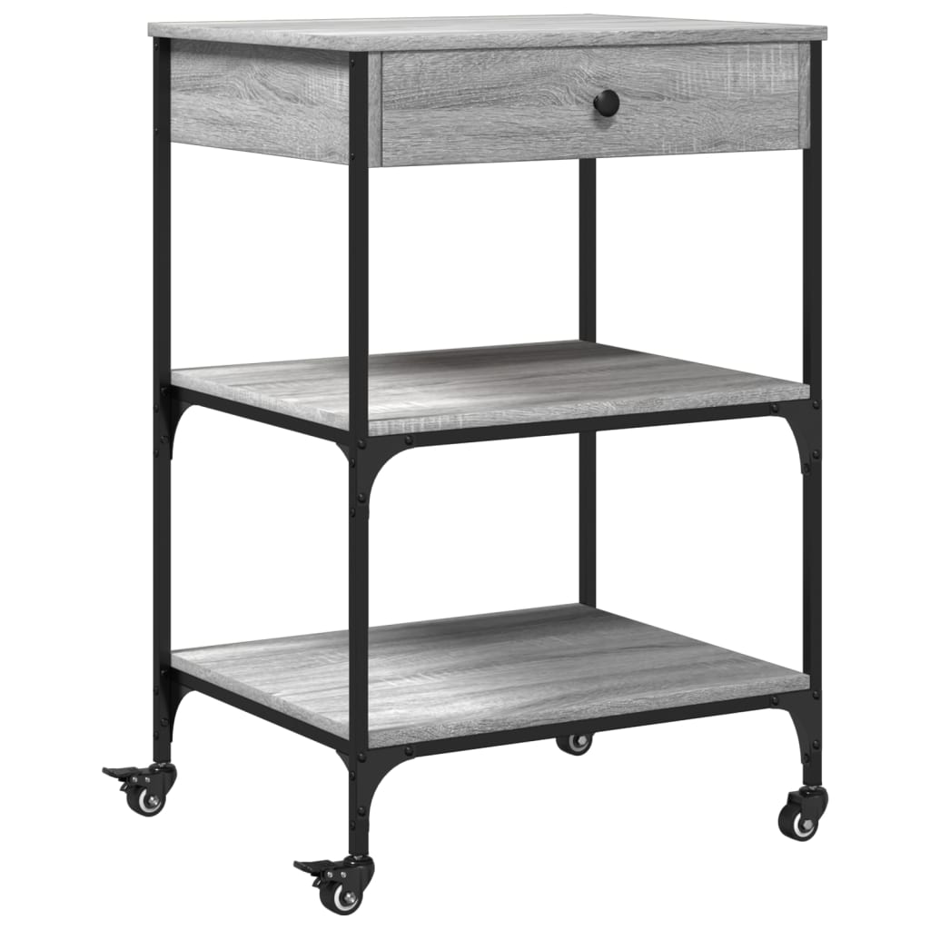 vidaXL Kitchen Trolley Grey Sonoma 60x48x89.5 cm Engineered Wood