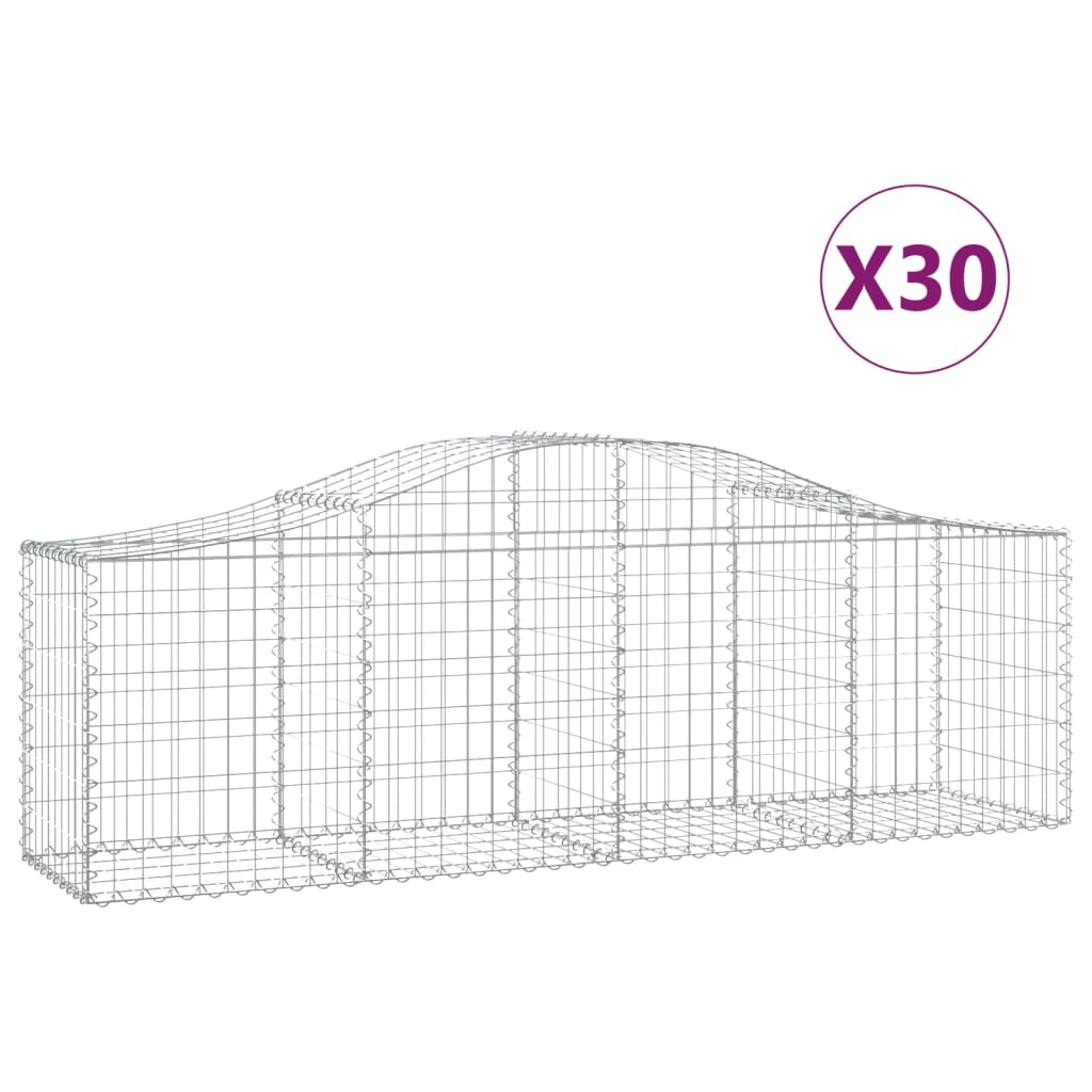 vidaXL Arched Gabion Baskets 30 pcs 200x50x60/80 cm Galvanised Iron