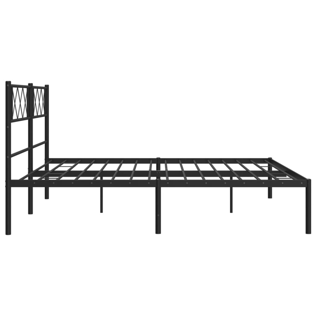 vidaXL Metal Bed Frame with Headboard Black 193x203 cm