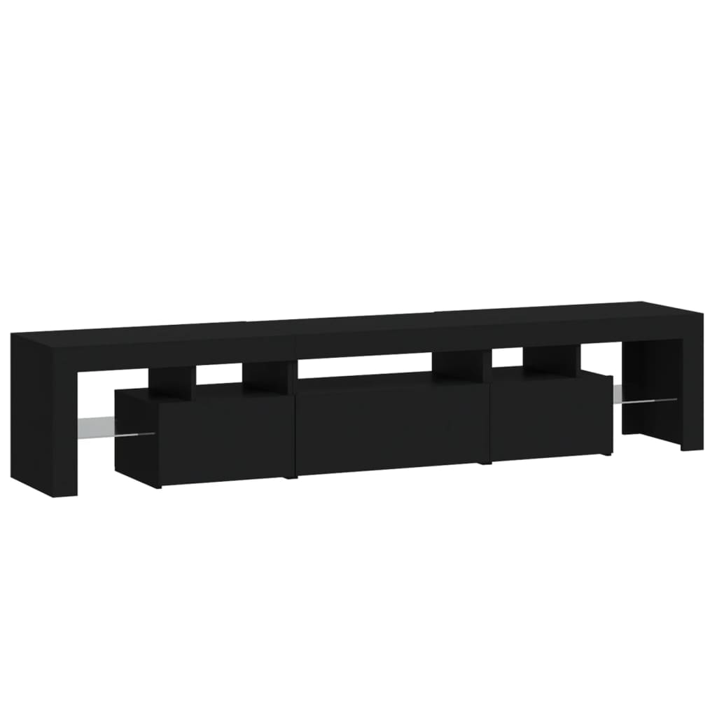 vidaXL TV Cabinet with LED Lights Black 200x36.5x40 cm