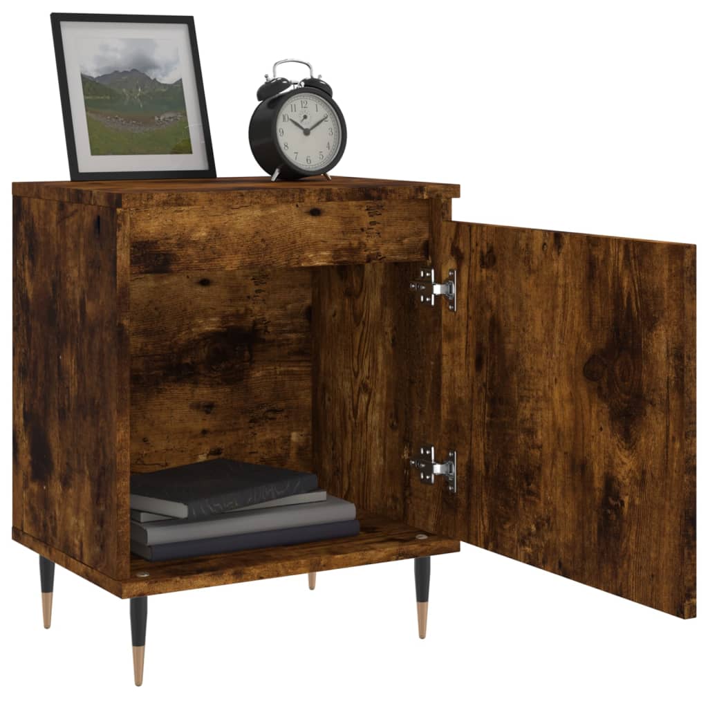 vidaXL Bedside Cabinet Smoked Oak 40x30x50 cm Engineered Wood