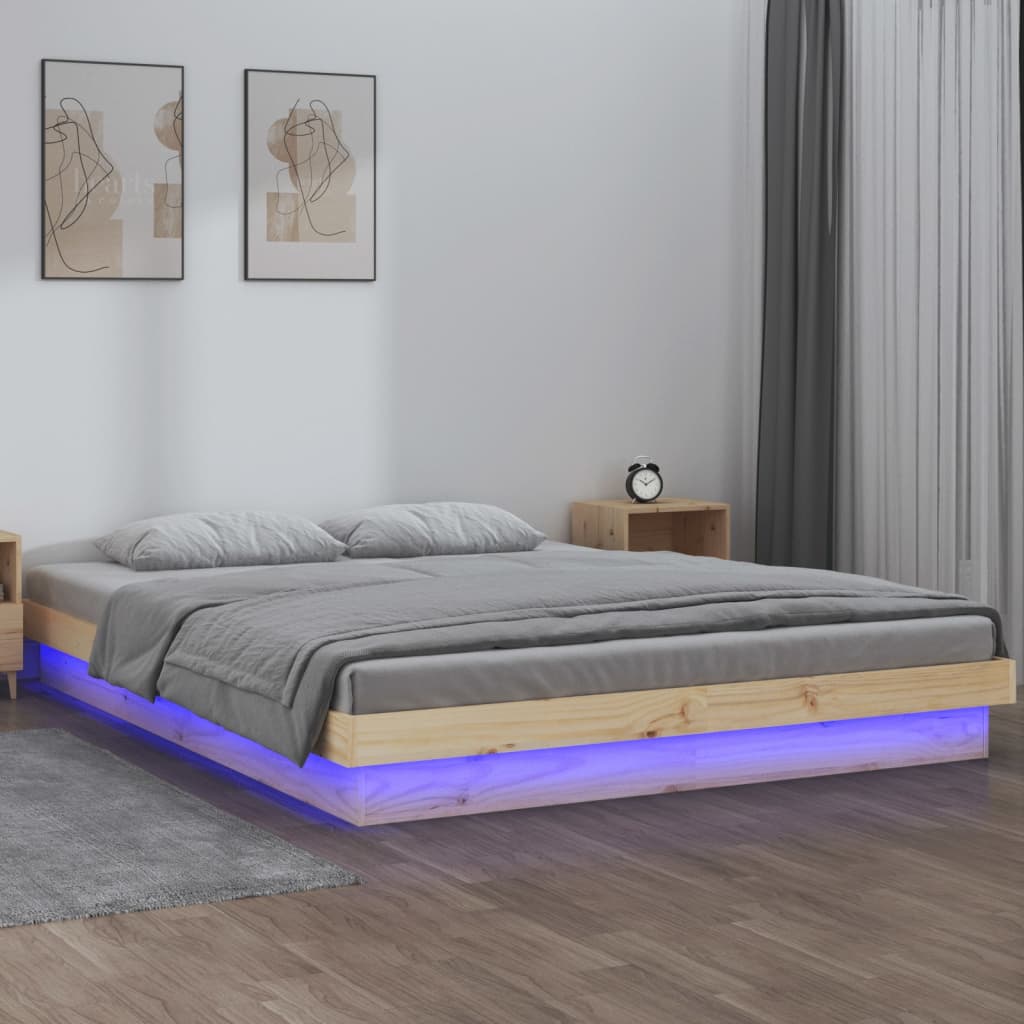 vidaXL LED Bed Frame without Mattress 120x200 cm Solid Wood