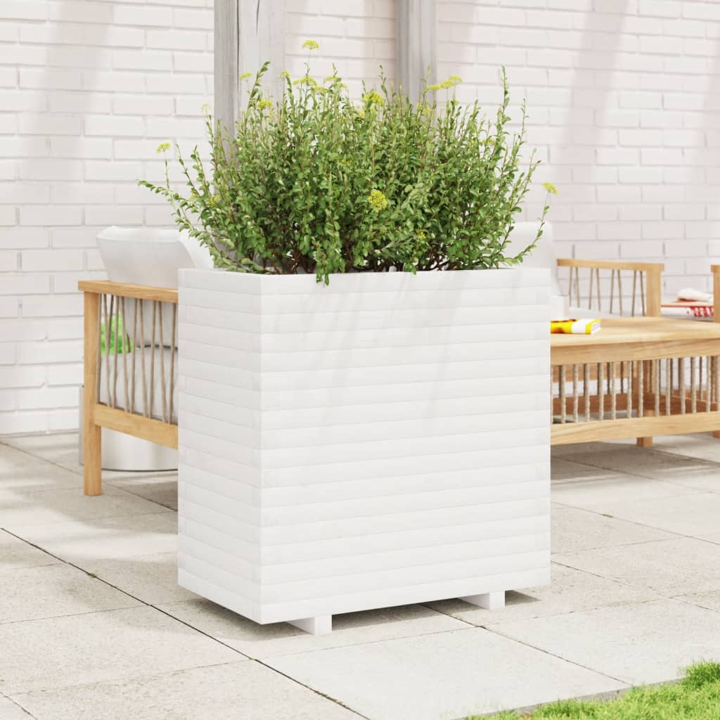 vidaXL Garden Planter White 70x40x72 cm Solid Wood Pine