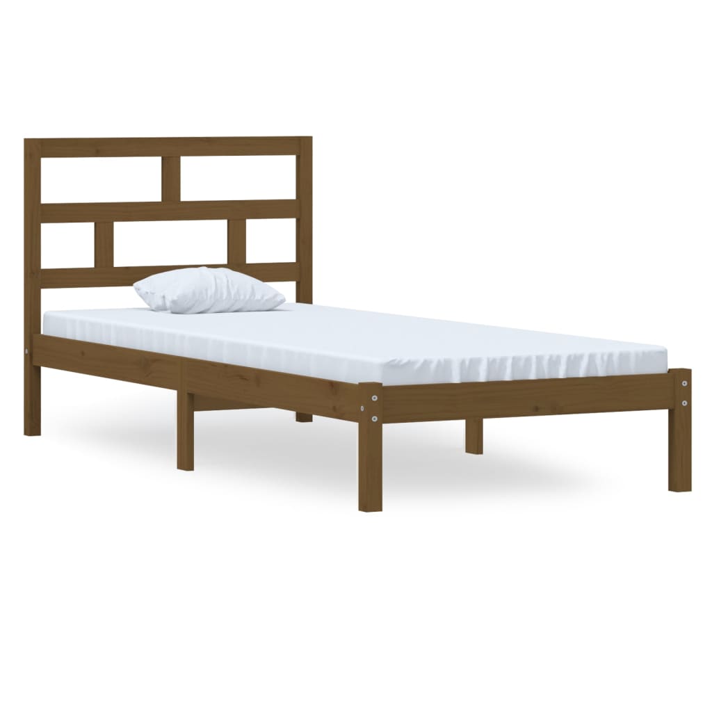 vidaXL Bed Frame without Mattress Honey Brown Solid Wood 100x200 cm (810010+814182)