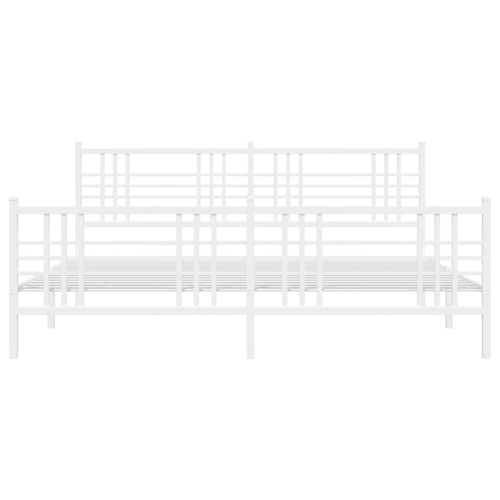 vidaXL Metal Bed Frame without Mattress with Footboard White 200x200 cm