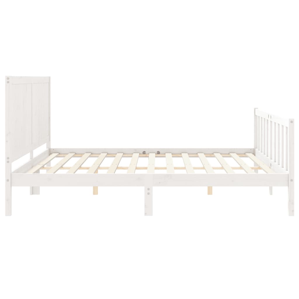 vidaXL Bed Frame without Mattress White Super King Size Solid Wood Pine