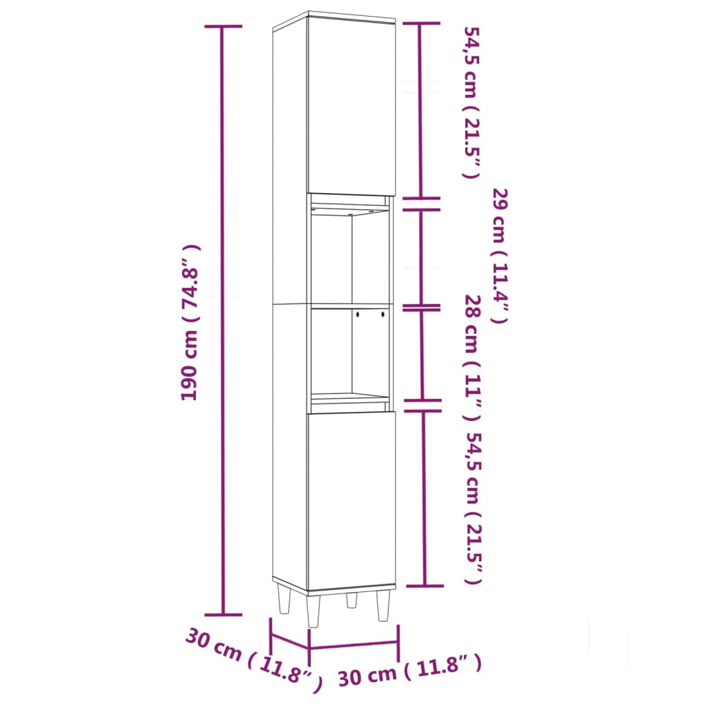 vidaXL 3 Piece Bathroom Furniture Set High Gloss White Engineered Wood