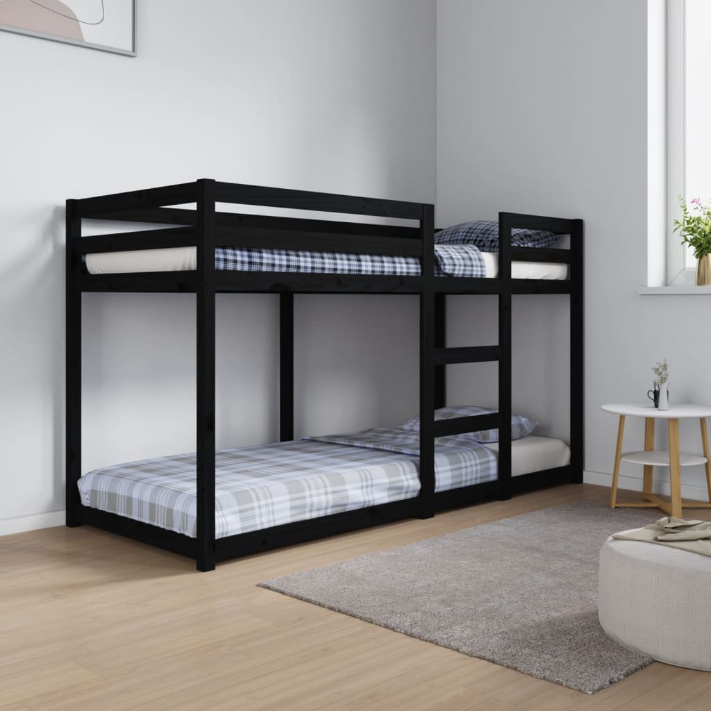 vidaXL Bunk Bed without Mattress Black 75x190 cm Small Single Solid Wood Pine