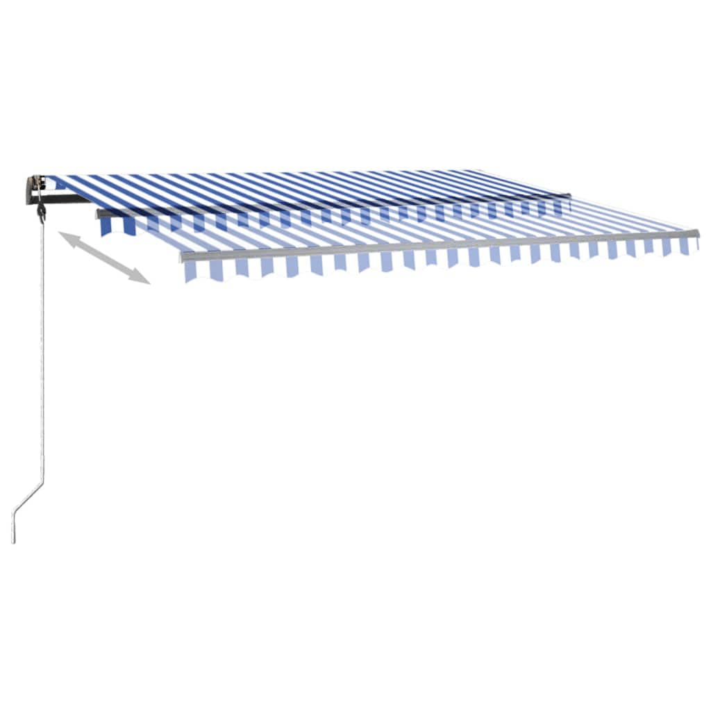 vidaXL Manual Retractable Awning with LED 450x350 cm Blue and White