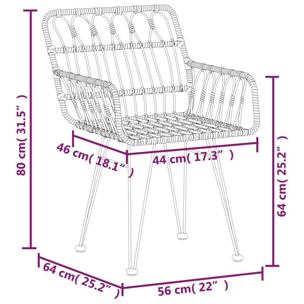 vidaXL 7 Piece Garden Dining Set Poly Rattan