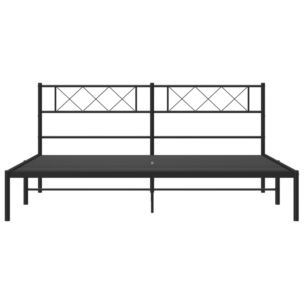 vidaXL Metal Bed Frame with Headboard Black 193x203 cm