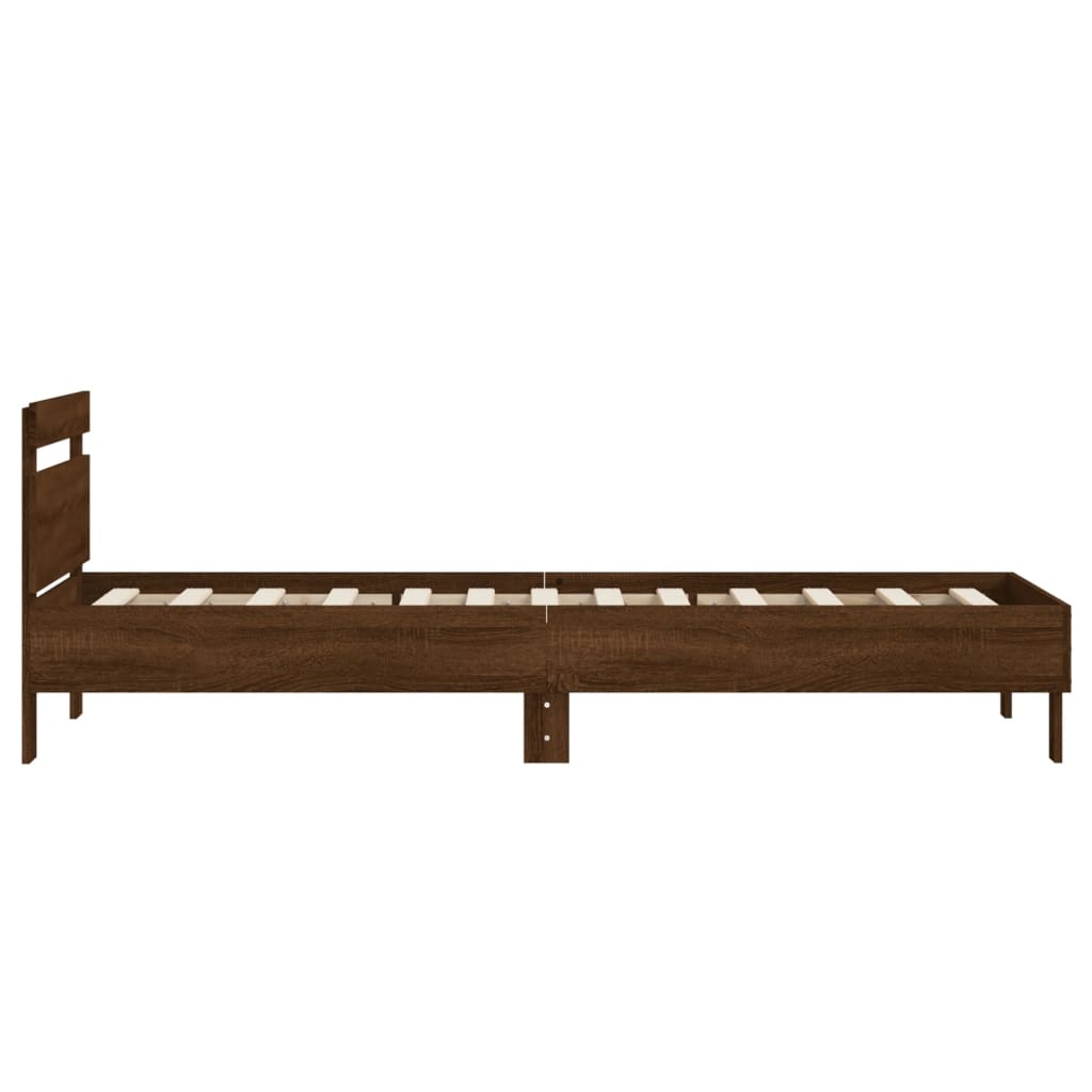 vidaXL Bed Frame without Mattress with Headboard Brown Oak 75x190 cm Small Single