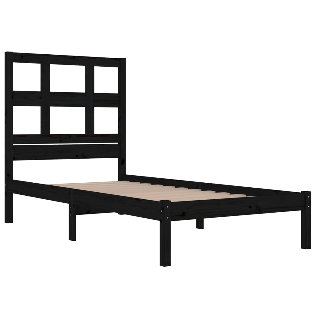 vidaXL Bed Frame without Mattress Black 90x190 cm Single Solid Wood Pine