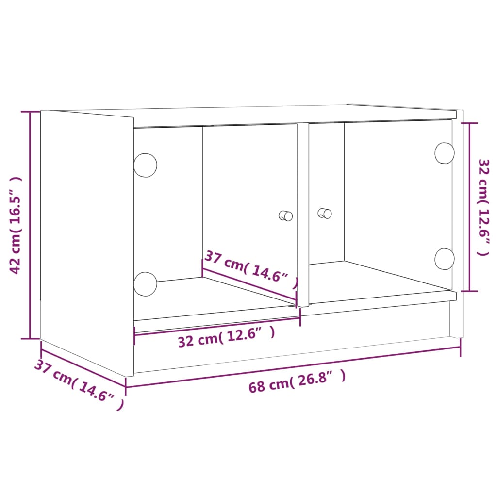 vidaXL TV Cabinet with Glass Doors Sonoma Oak 68x37x42 cm