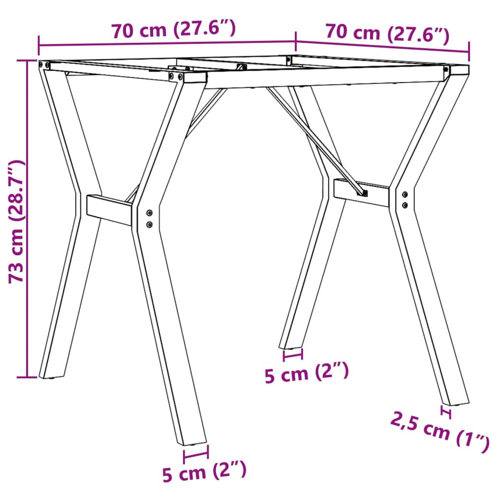 vidaXL Dining Table Legs Y-Frame 70x70x73 cm Cast Iron