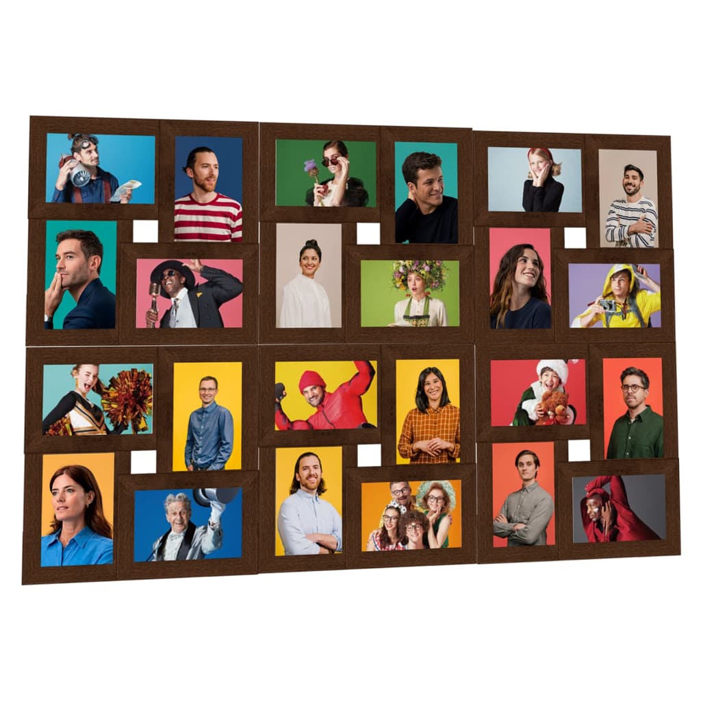 vidaXL Collage Photo Frame for 24x(10x15 cm) Picture Dark Brown MDF