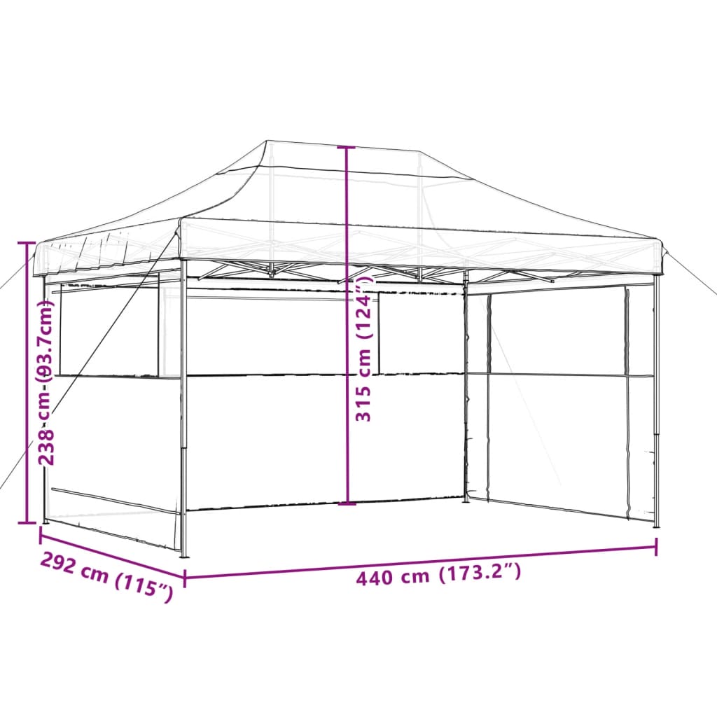 vidaXL Foldable Party Tent Pop-Up with 3 Sidewalls Orange