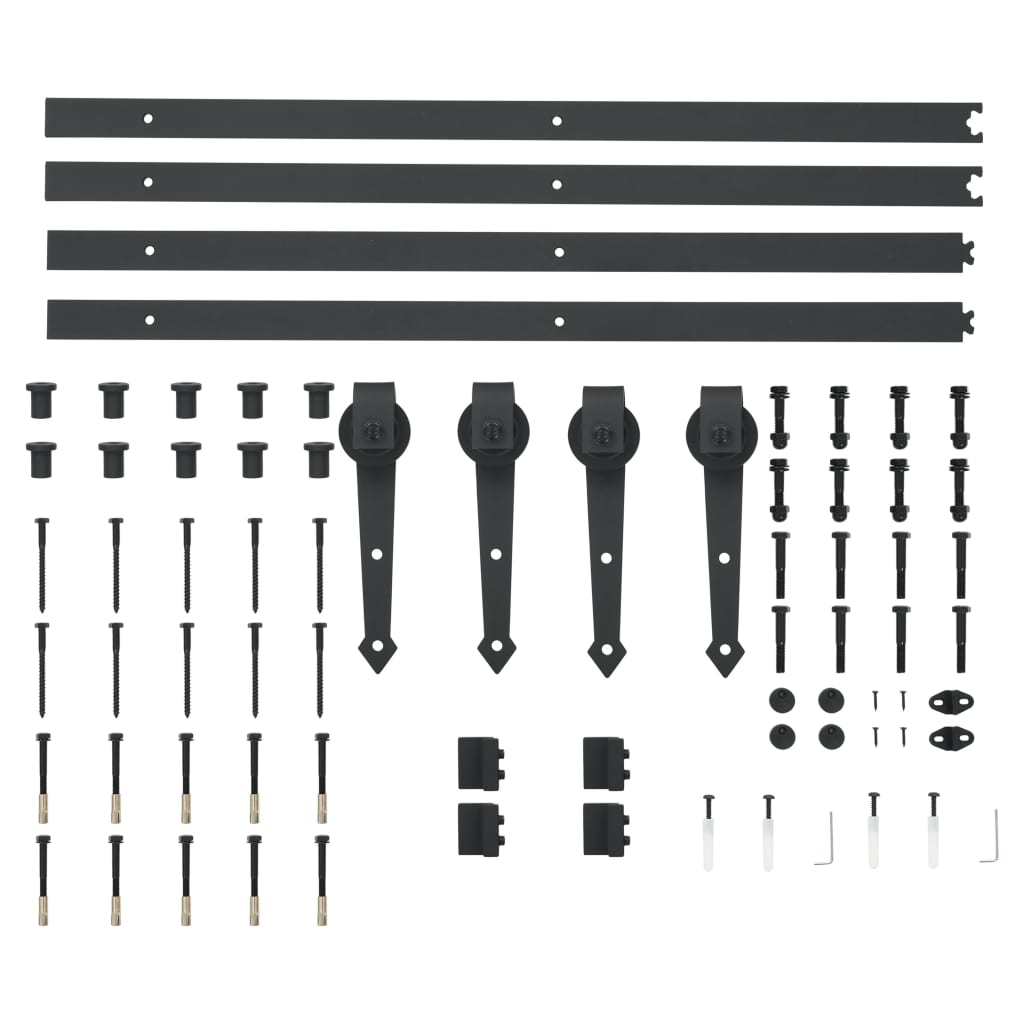 vidaXL Sliding Door Hardware Kit 2x183 cm Steel Black