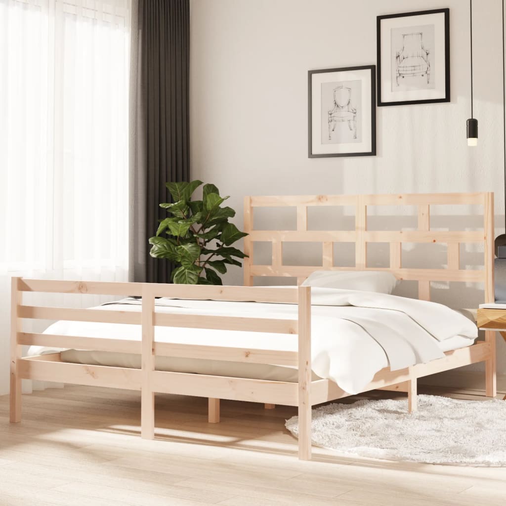 vidaXL Bed Frame without Mattress Solid Wood 160x200 cm (810440+814204)