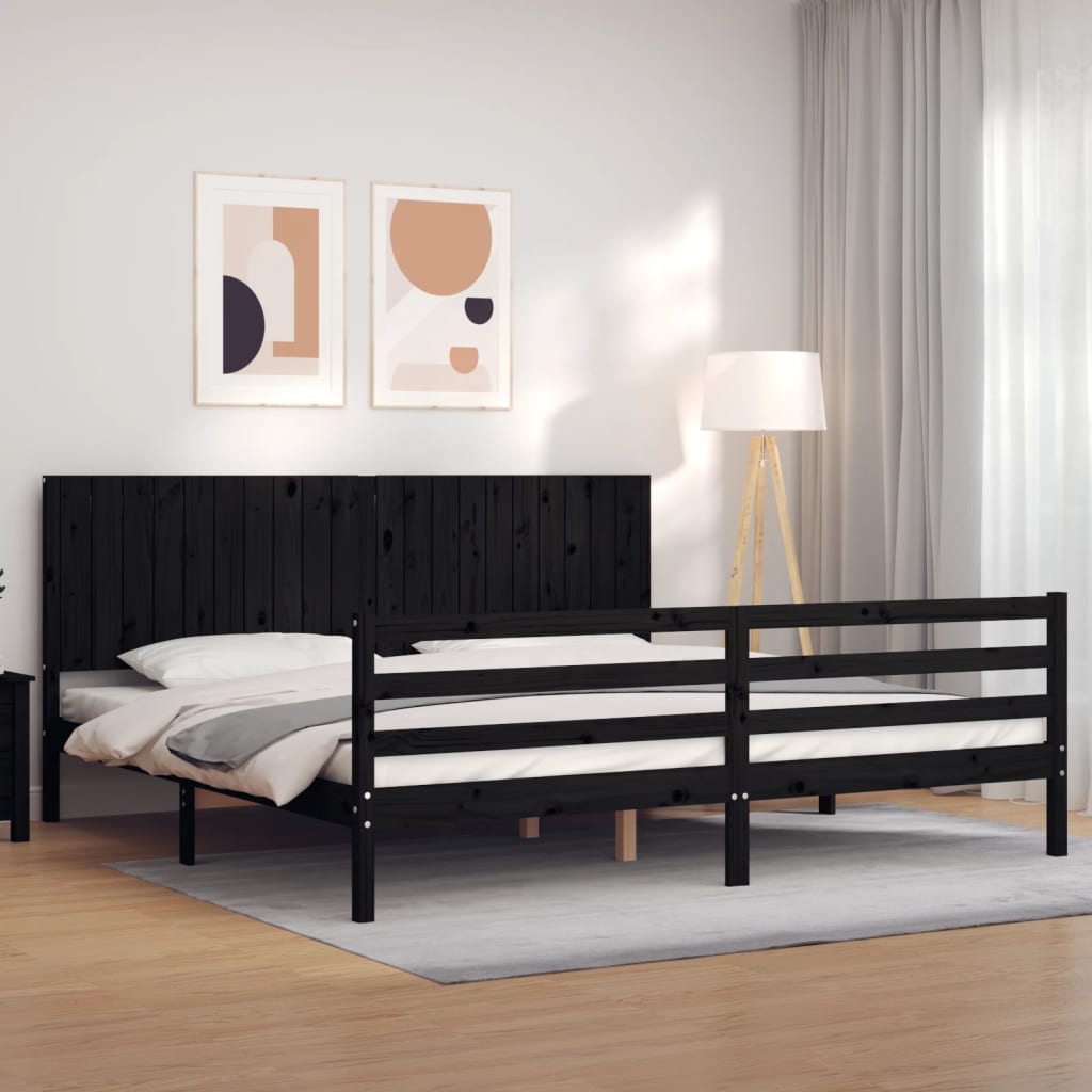 vidaXL Bed Frame without Mattress Black 200x200 cm Solid Wood