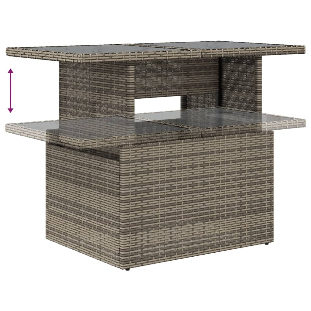 vidaXL Garden Table with Glass Top Grey 100x55x73 cm Poly Rattan