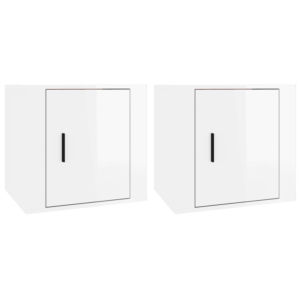 vidaXL Bedside Cabinets 2 pcs High Gloss White 50x39x47 cm