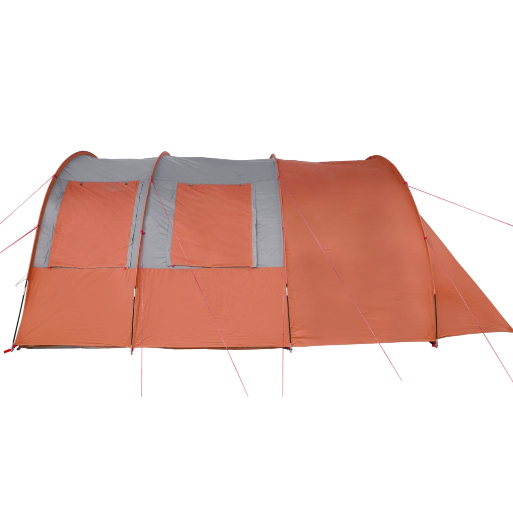 vidaXL Camping Tent Tunnel 4-Person Grey and Orange Waterproof