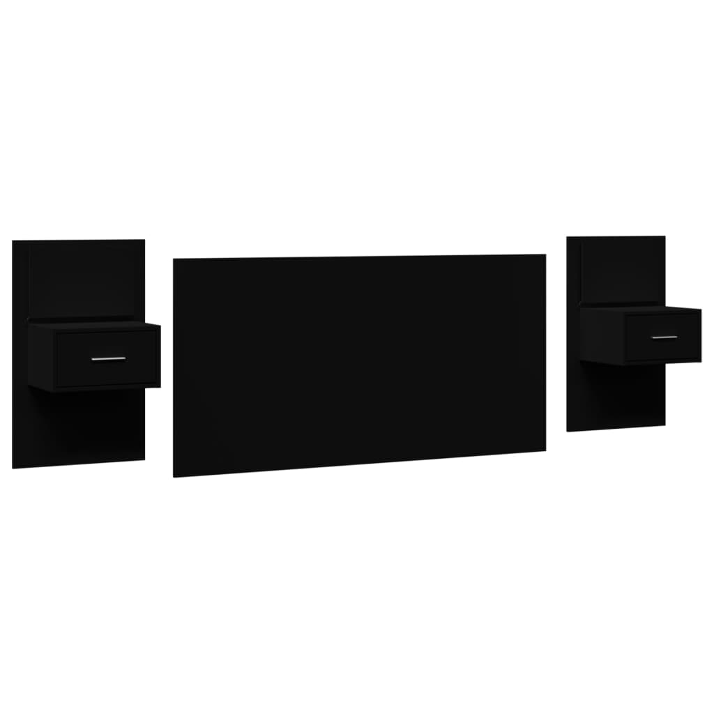 vidaXL Bed Headboard with Cabinets Black 160 cm Engineered Wood