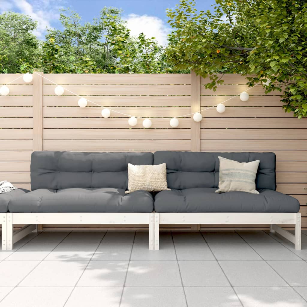 vidaXL Garden Middle Sofas 2 pcs White 120x80 cm Solid Wood Pine