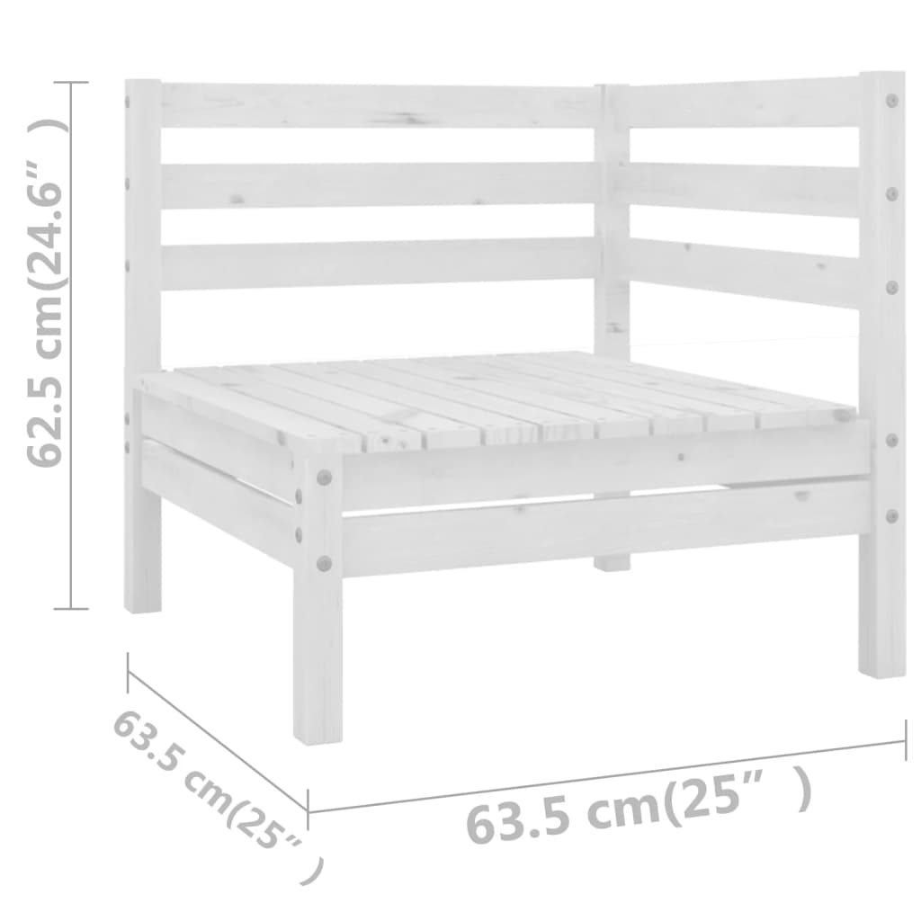 vidaXL 9 Piece Garden Lounge Set White Solid Wood Pine