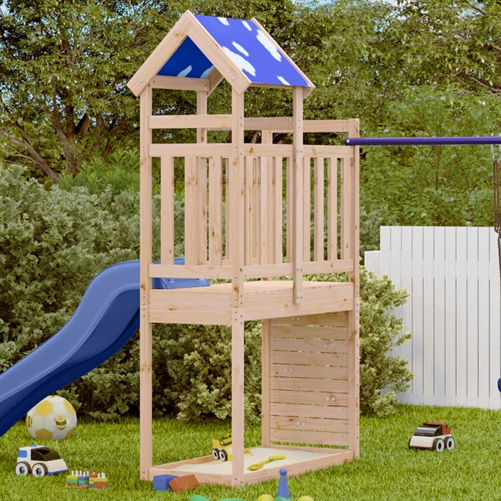 vidaXL Play Tower with Rockwall 110.5x52.5x215cm Solid Wood Pine