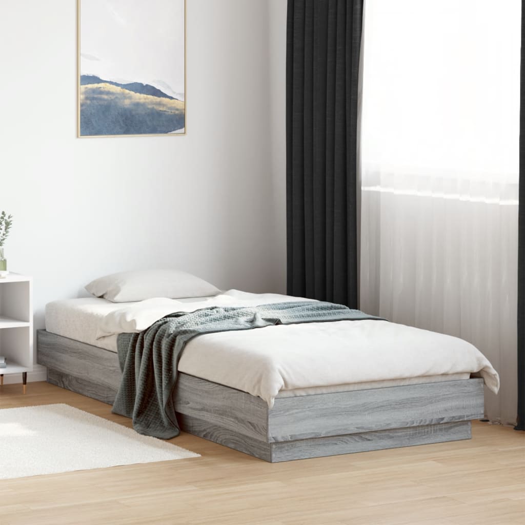 vidaXL Bed Frame without Mattress Grey Sonoma 100x200 cm Engineered Wood