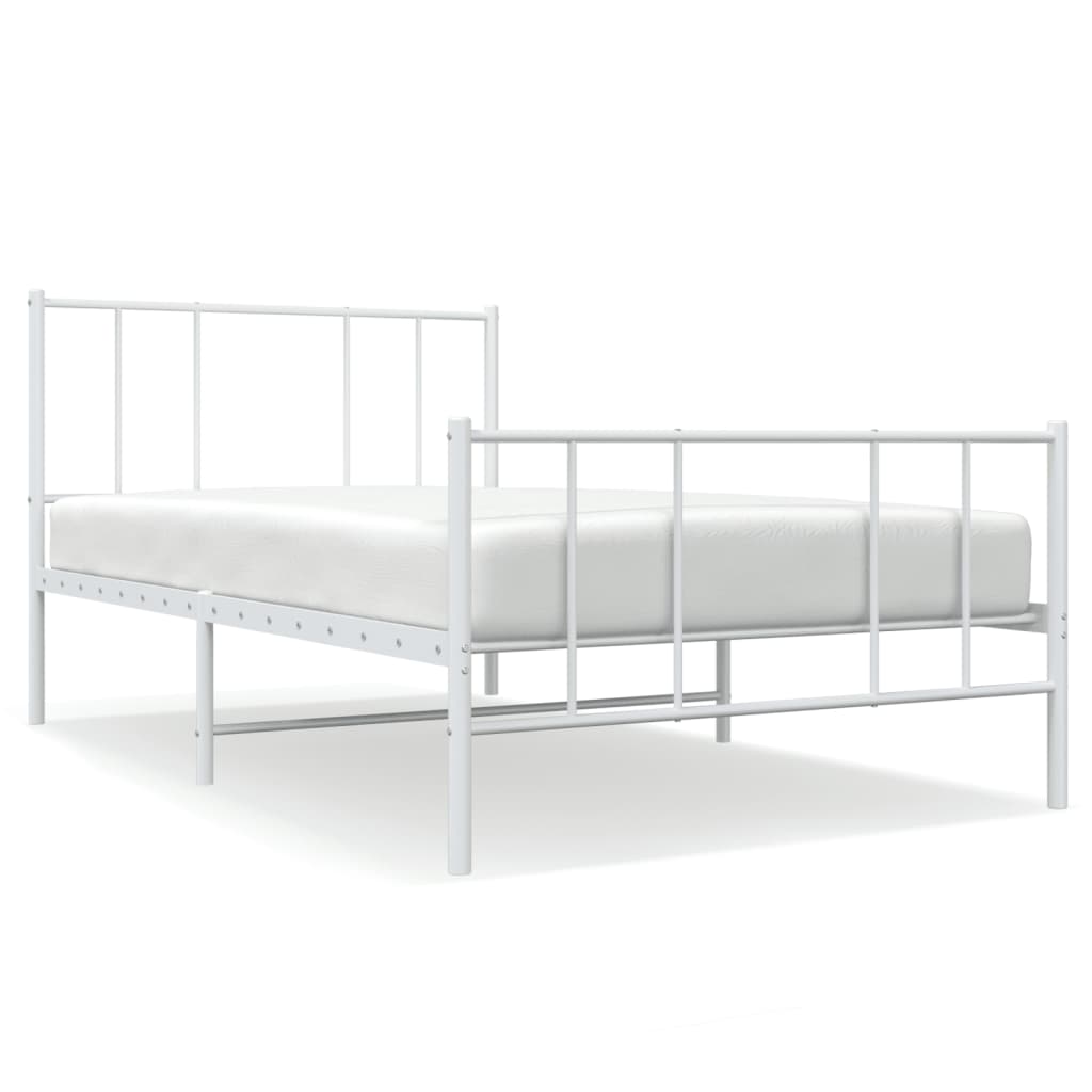 vidaXL Metal Bed Frame without Mattress with Footboard White 100x200 cm