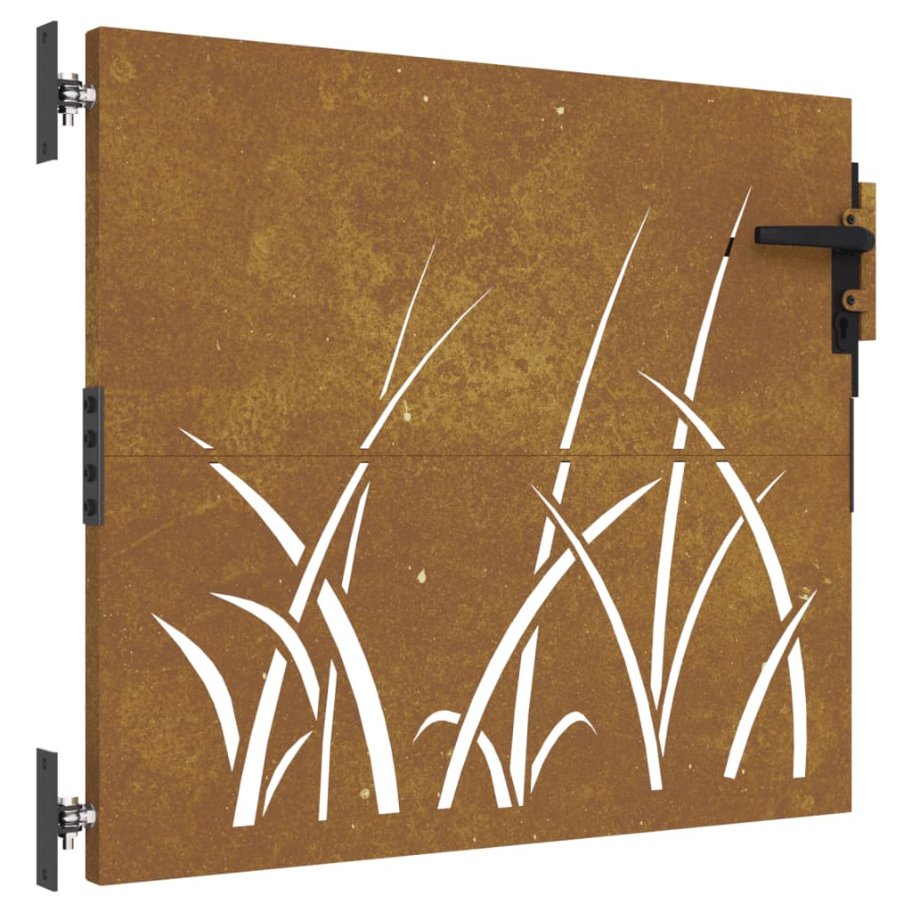 vidaXL Garden Gate 85x75 cm Corten Steel Grass Design