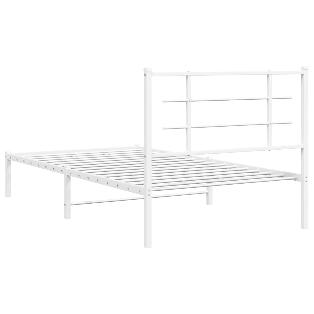 vidaXL Metal Bed Frame without Mattress with Headboard White 100x190 cm