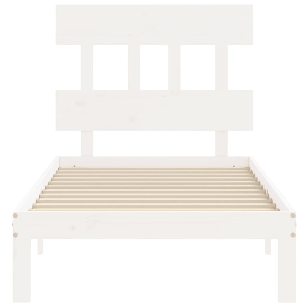 vidaXL Bed Frame without Mattress White Single Solid Wood Pine