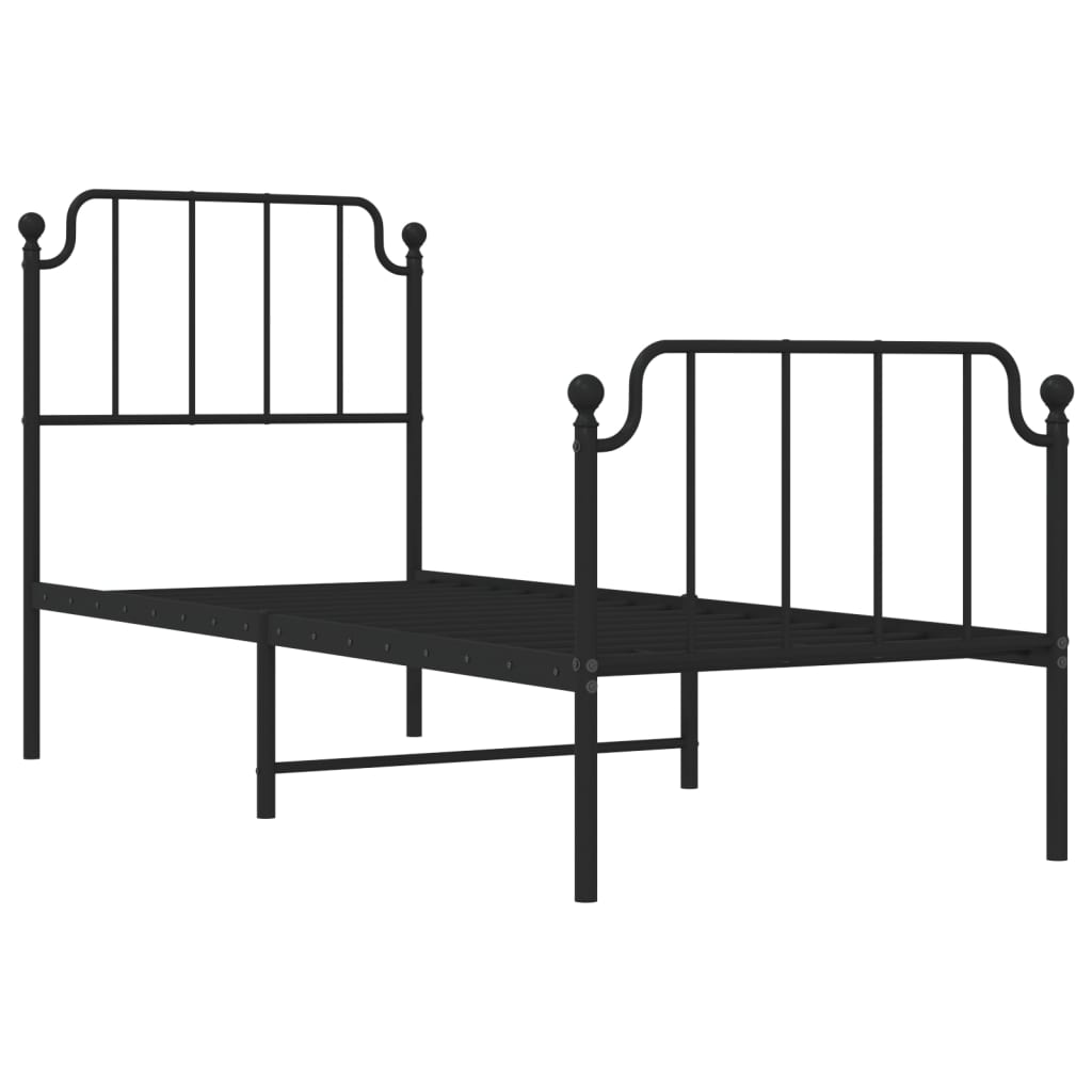 vidaXL Metal Bed Frame without Mattress with Footboard Black 80x200 cm