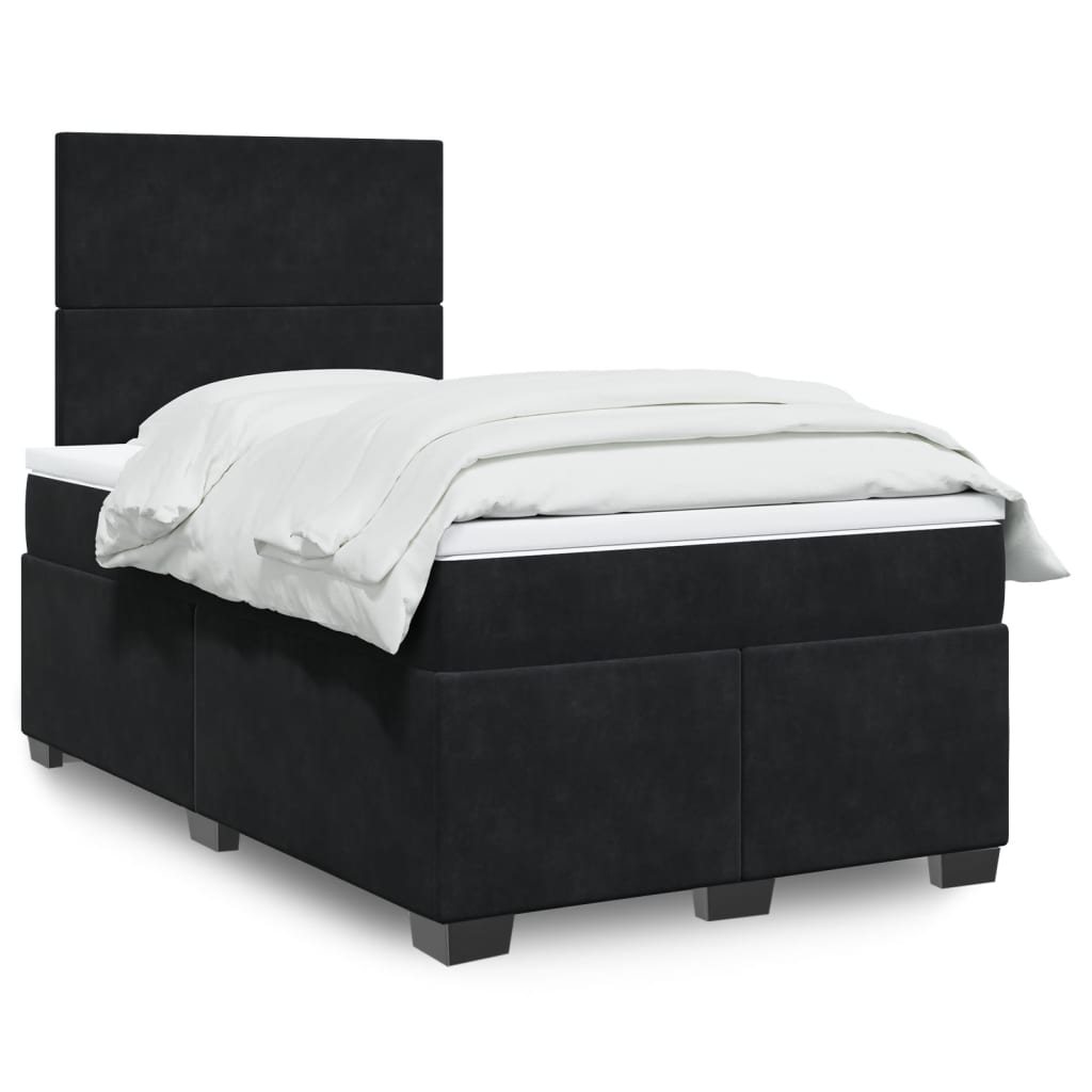 vidaXL Box Spring Bed with Mattress Black 120x190 cm Small Double Velvet