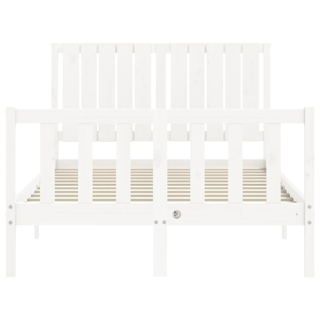 vidaXL Bed Frame without Mattress White Small Double Solid Wood Pine