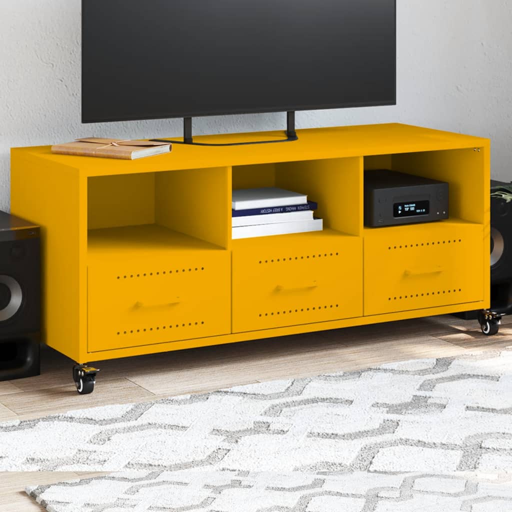 vidaXL TV Cabinet Mustard Yellow 100.5x39x43.5 cm Steel